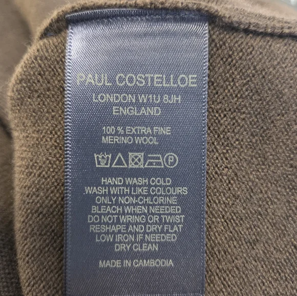 Paul Costelloe Merino Wool Cardigan XL Brown Button Front Knit Blazer - Picture 6 of 6